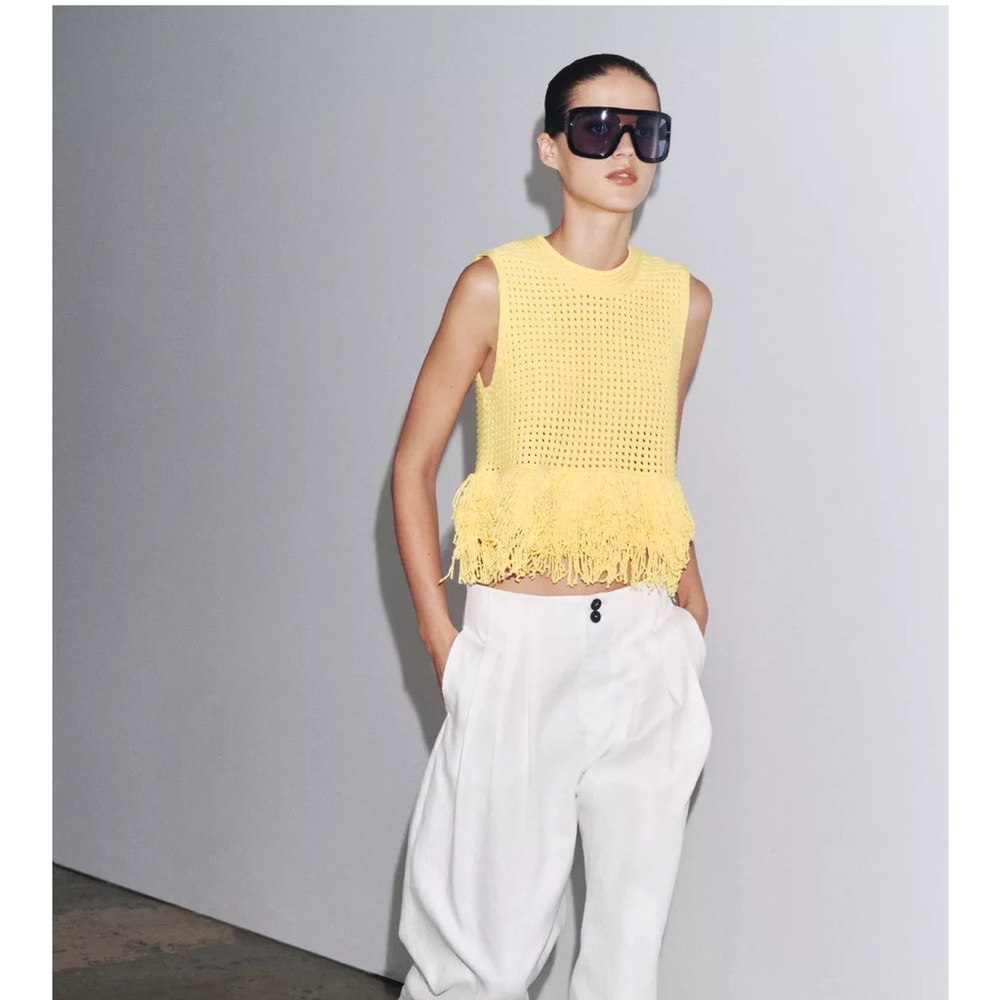 NWT Zara Fringe Tank Top - Yellow